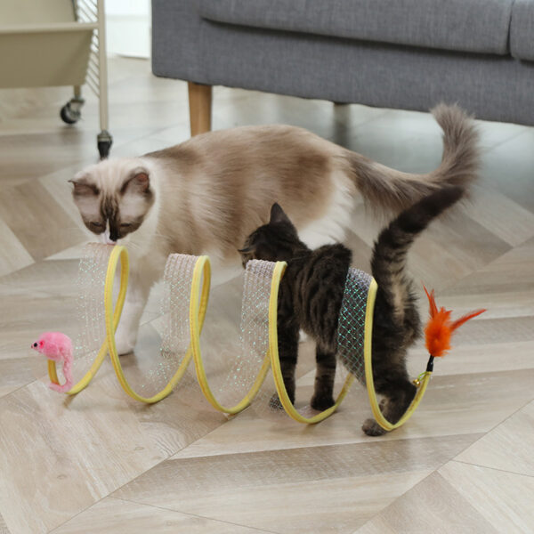 Foldable Cat Tunnel Hilarious Cat Stick w/ Simulation Mouse - Image 6