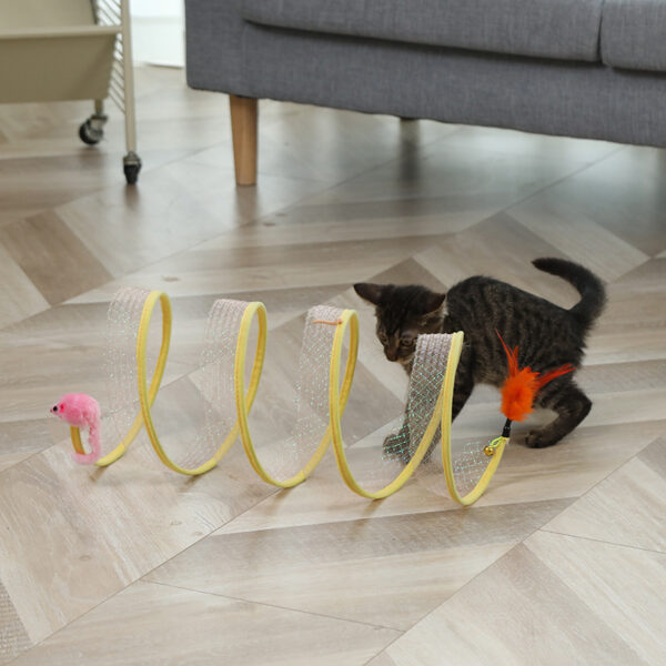 Foldable Cat Tunnel Hilarious Cat Stick w/ Simulation Mouse - Image 4