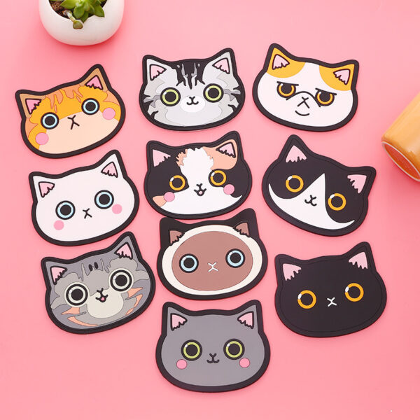 Cute Cat Thermal Insulation Non-slip Silicone Coaster