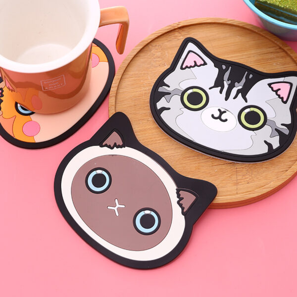 Cute Cat Thermal Insulation Non-slip Silicone Coaster - Image 9