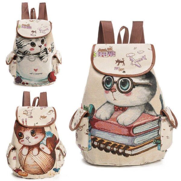Charming Cat Drawstring Backpack
